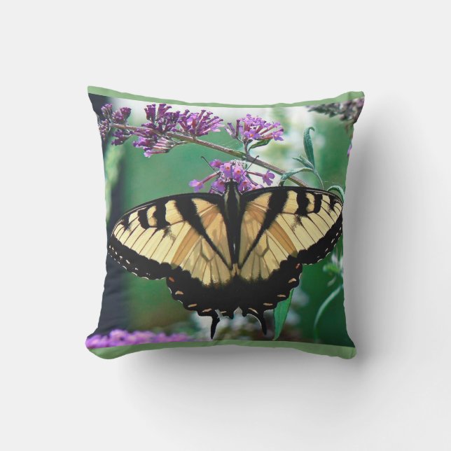 Cute Modern Photography Butterfly and Flower Outdoor Pillow (Front)