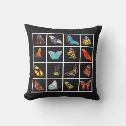 Cute Modern Photography Butterfly Black Outdoor Pillow