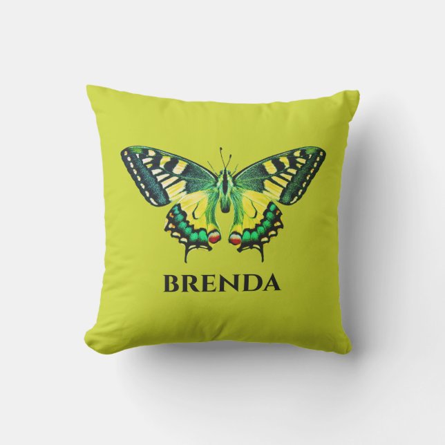 Cute Modern Photography Butterfly Green Outdoor Pillow (Front)