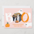 Cute Modern pink Boo ghosts 2 photos Halloween Holiday Card | Zazzle