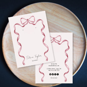 cute modern pink bow ribbon earring display business card