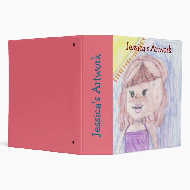 Cute Modern Pink Child's Artwork Rainbow 3 Ring Binder (Background)