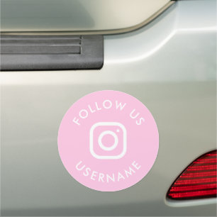 Cute modern pink custom instagram social media car magnet