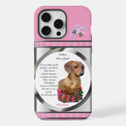 Cute Modern Pink Dachshund Dog Art iPhone 15 Pro Max Case