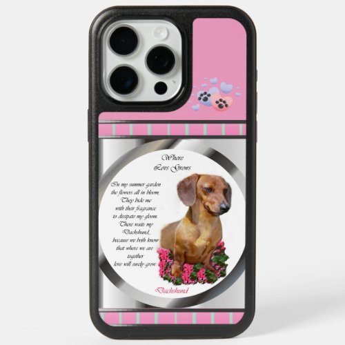 Cute Modern Pink Dachshund Dog Art iPhone 15 Pro Max Case
