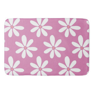 Cute modern pink floral bath mat