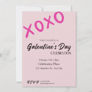 Cute Modern Pink Galentine's Day Party Card