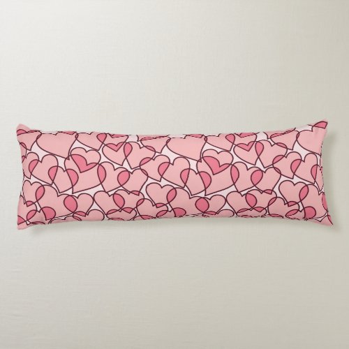 Cute Modern Pink Hearts pattern Body Pillow