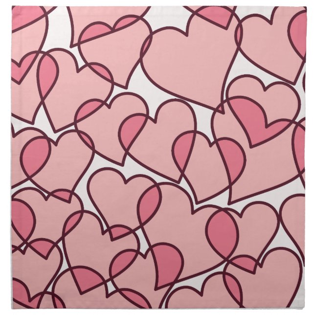 Cute Modern Pink Hearts pattern Cloth Napkin (Front)
