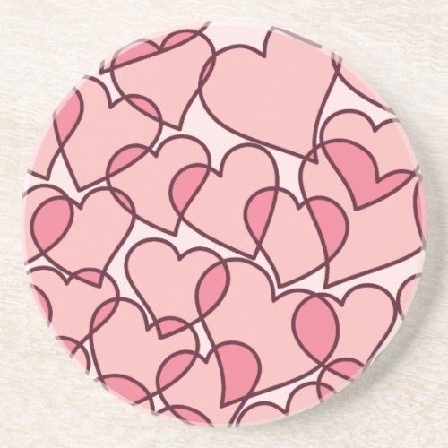 Cute Modern Pink Hearts pattern Drink Coaster