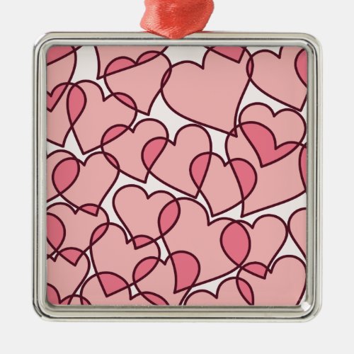 Cute Modern Pink Hearts pattern Metal Ornament