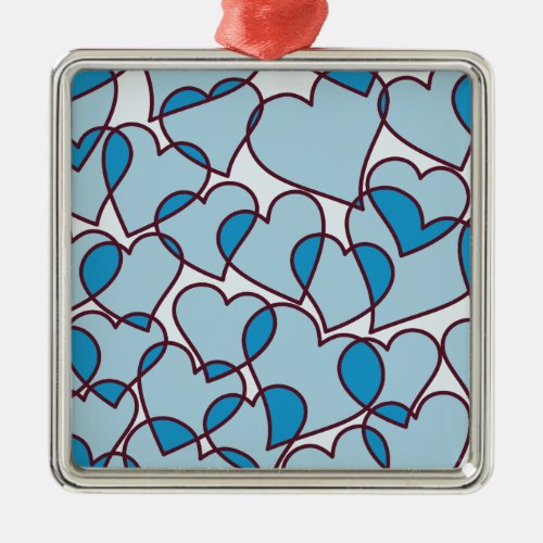 Cute Modern Pink Hearts pattern Metal Ornament