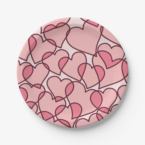 Cute Modern Pink Hearts pattern Paper Plates