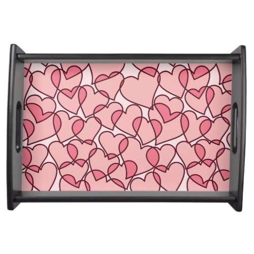 Cute Modern Pink Hearts pattern Serving Tray