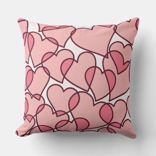 Cute Modern Pink Hearts pattern Throw Pillow