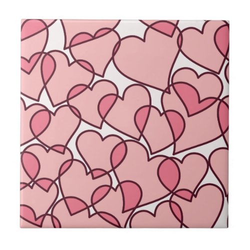 Cute Modern Pink Hearts pattern Tile