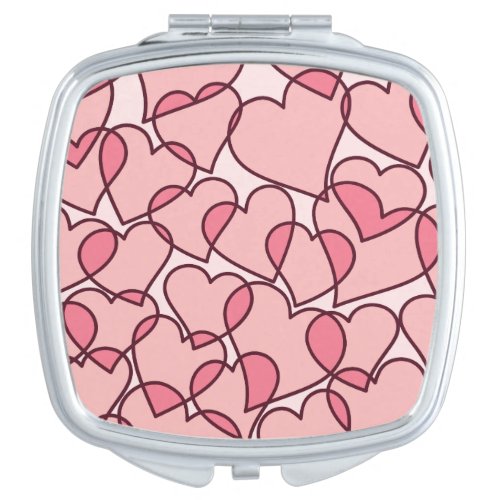 Cute Modern Pink Hearts pattern Vanity Mirror