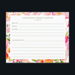 Cute Modern Pink Orange Flowers Shower Recipe Card<br><div class="desc">Cute Modern Pink Orange Flowers Shower Recipe Card</div>