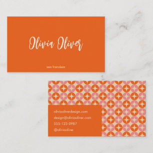 Cute Modern Pink Orange Script Calligraphy Bright Business Card