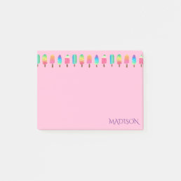 Cute Modern Pink Purple Popsicle Pattern Girly Post-it Notes