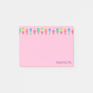 Cute Modern Pink Purple Popsicle Pattern Girly Post-it Notes
