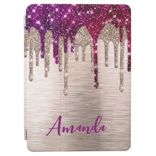 Cute modern Pink red Glitter Drips monogram iPad Air Cover