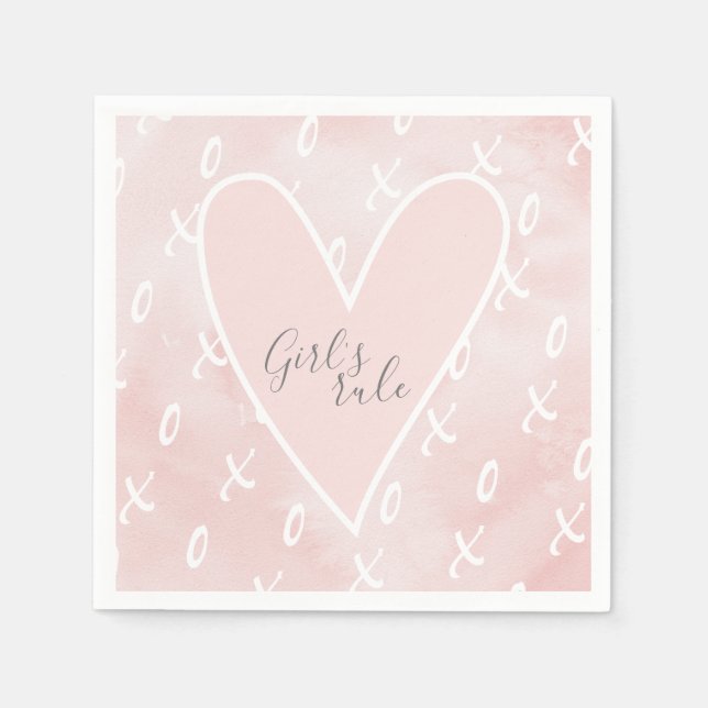 Cute Modern Pink Valentines Day Love Girly Napkins (Front)