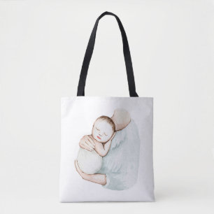 Cute Modern Pregnancy Mom & Baby Simple Watercolor Tote Bag