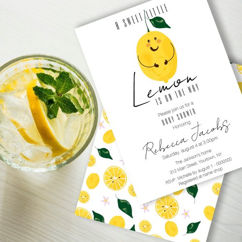 Cute modern pregnant lemon Baby Shower Invitation