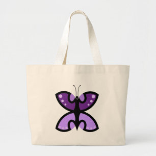 Cute Modern Purple Butterfly Graphic Accent Large Tote Bag