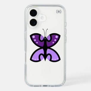 Cute Modern Purple Butterfly Graphic Accent iPhone 16 Case