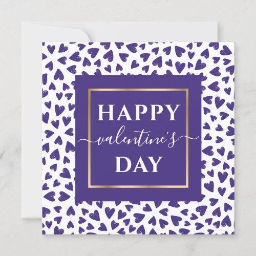 Cute Modern Purple Hearts Happy Valentines Day Holiday Card
