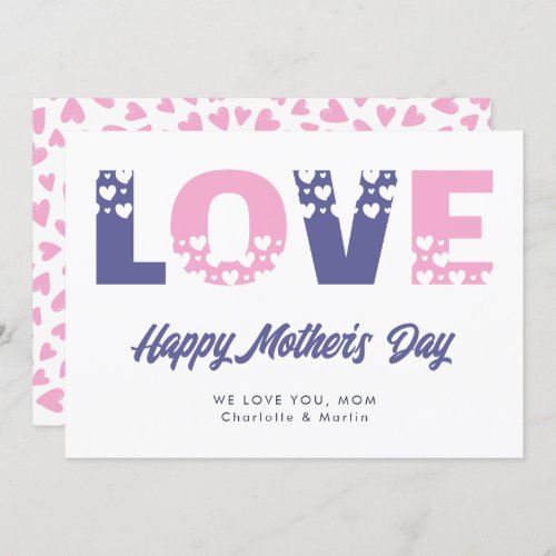 Cute Modern Purple Pink Happy Mothers Day Card