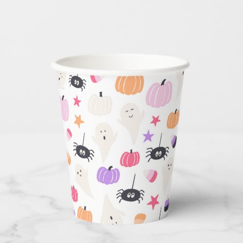 Cute Modern purple pumpkin and spider Halloween  Paper Cups