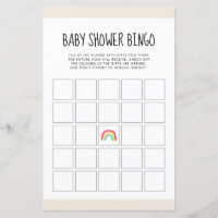 Cute modern rainbow Baby shower Bingo game