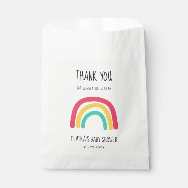 Cute modern rainbow Baby shower Favor Bag (Front)