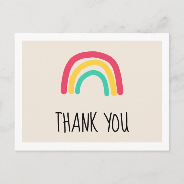 Cute modern rainbow Baby shower Thank you Postcard (Front)