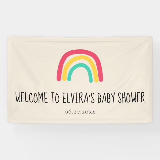 Cute modern rainbow Baby shower Welcome Banner (Horizontal)