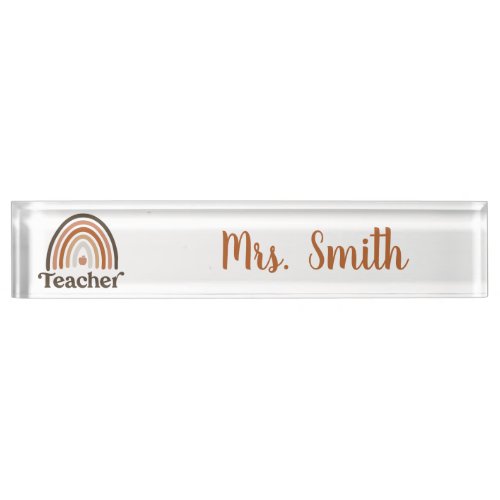 Cute Modern Rainbow  Boho Teacher Desk Name Plate