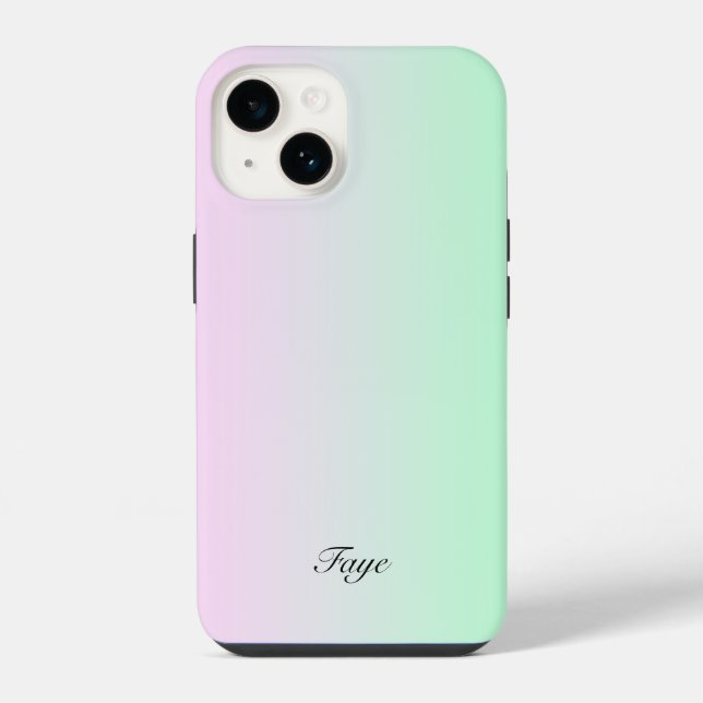Cute Modern Rainbow gradient color background name Iphone Case (Back)
