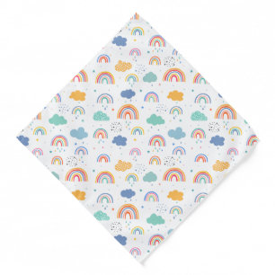 Cute Modern Rainbows and Clouds Pattern Bandana
