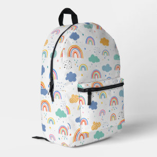 Cute Modern Rainbows and Clouds Pattern Printed Backpack