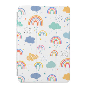 Cute Modern Rainbows & Clouds Pattern Personalised iPad Mini Cover
