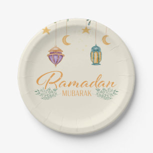 Cute Modern Ramadan Mubarak Ramadan Plates