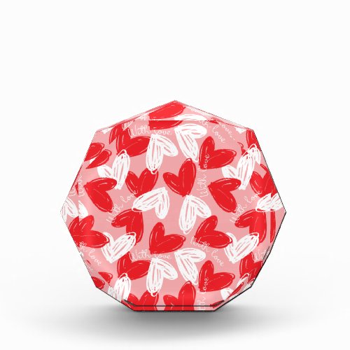 Cute Modern red and white hearts pattern Acrylic Award