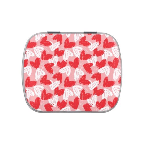 Cute Modern red and white hearts pattern Candy Tin
