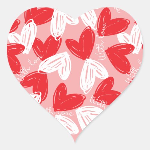 Cute Modern red and white hearts pattern Heart Sticker