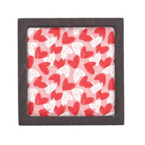Cute Modern red and white hearts pattern Keepsake Box