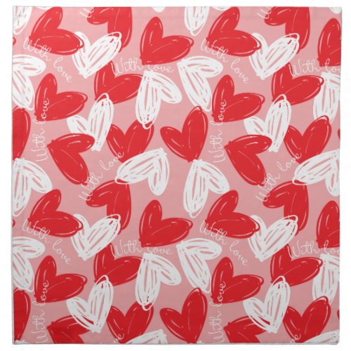 Cute Modern red and white hearts pattern Napkin