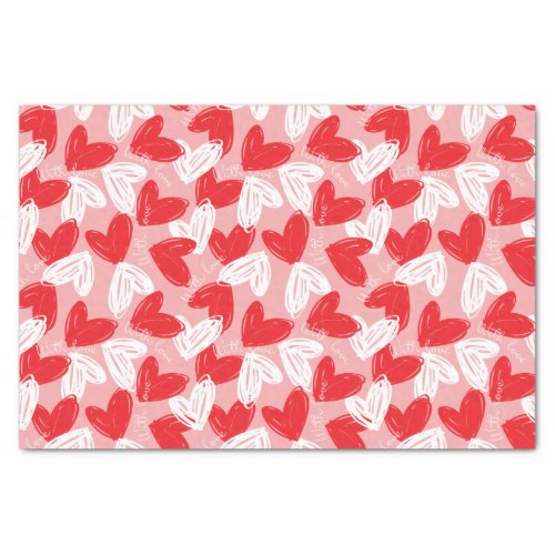 Cute Modern red and white hearts pattern Tissue Paper